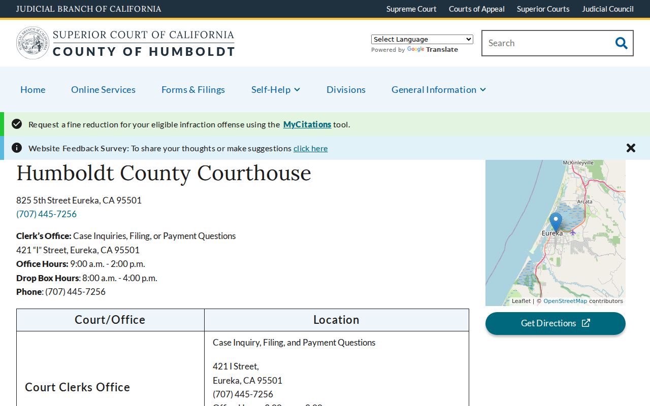 Humboldt County Courthouse location and clerk information
