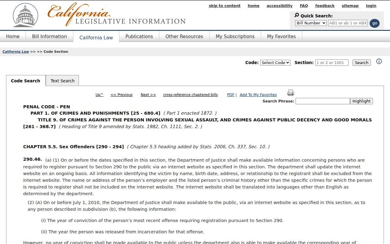 Humboldt County sex offender lookup Penal Code 290.46