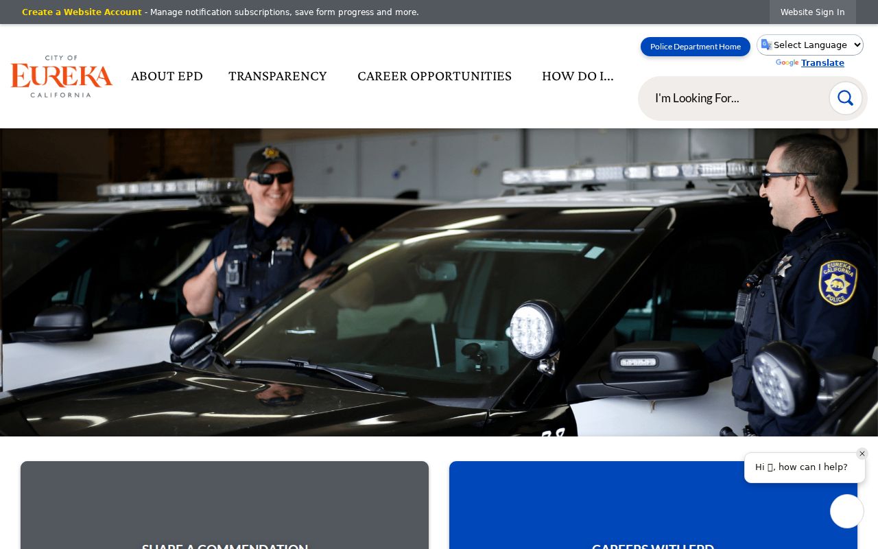 Official Eureka Police Department page