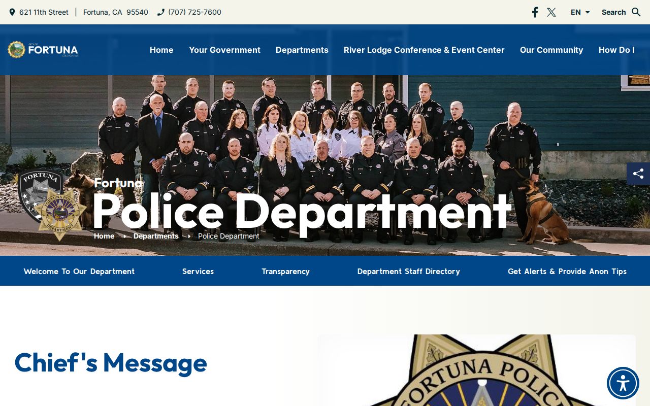 Official Fortuna Police Department webpage
